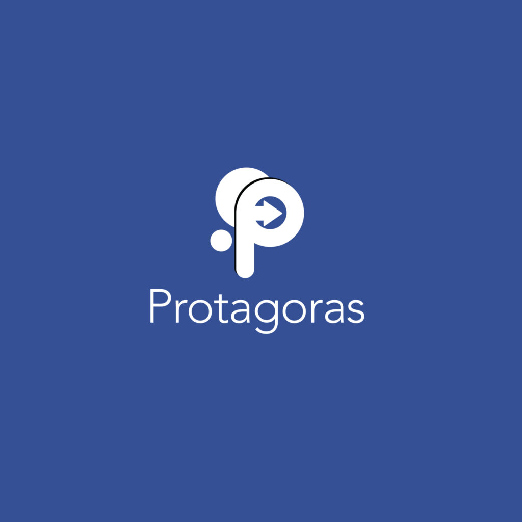 Protagoras Logo on blue Background